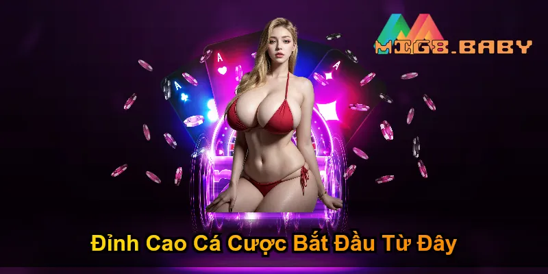 Casino MIG8 – Sân Chơi Cá Cược Đỉnh Cao Không Thể Bỏ Qua 1 Giao diện sảnh Casino MIG8 với ánh đèn neon rực rỡ và bàn cược trực tuyến - Casino MIG8